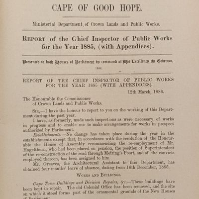 Cape of Good hope report 1885 Report of the chief inspector