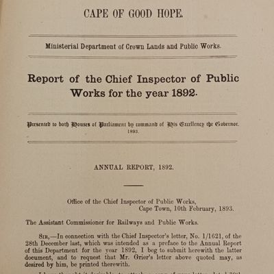 Cape of Good hope report of the Chief Inspector of public works for 1892