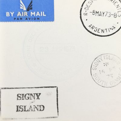 British Antarctic Territory 2 x 1p stamps on cover - Signy Island by airmail to Argentina
