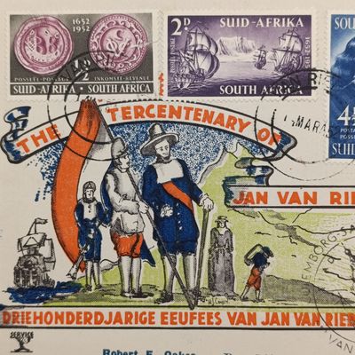 Jan Van Riebeeck Tercentenary First Day Cover with SACC 135 to SACC 139 stamps