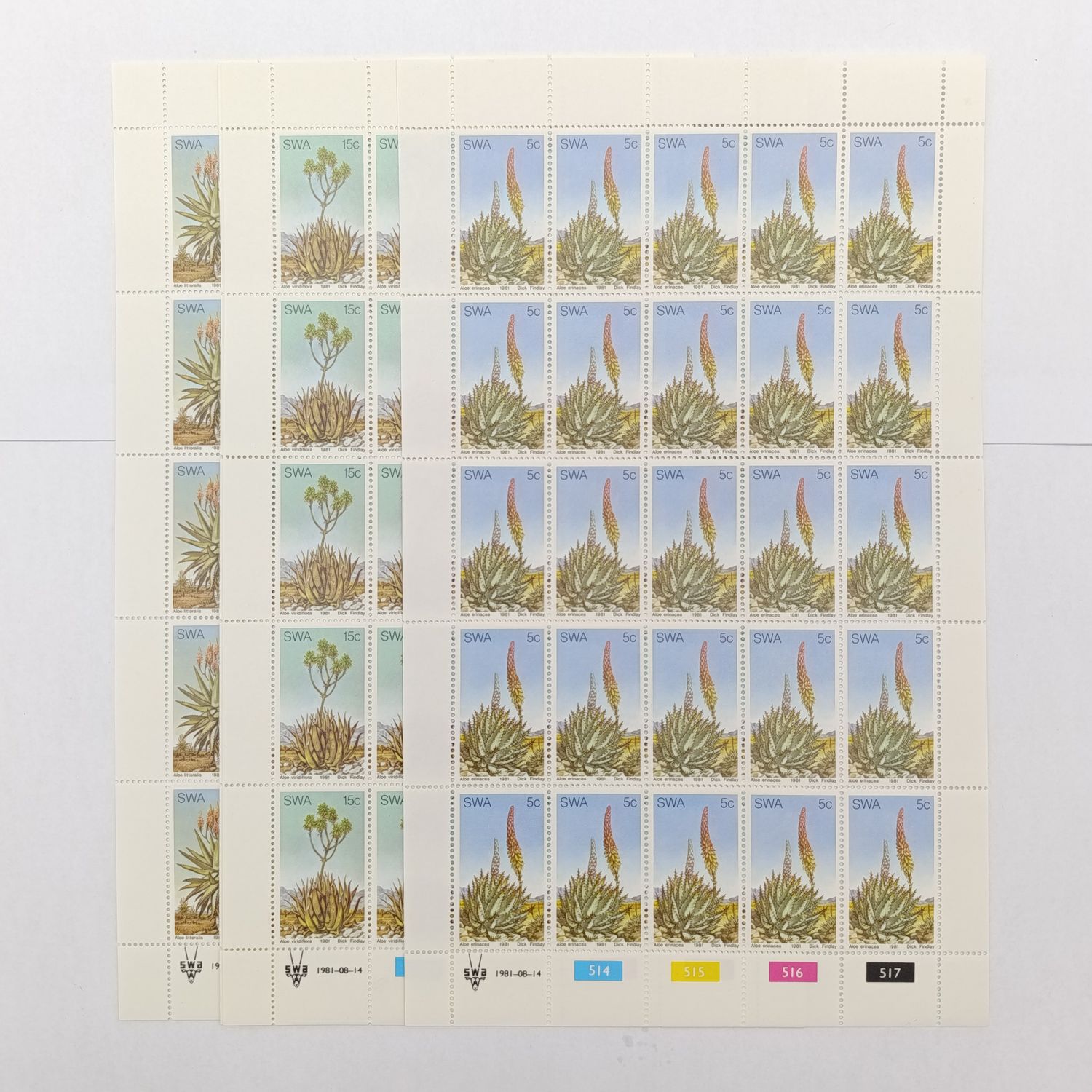 South West Africa SACC 386-389 Full Sheets mint set - Aloes