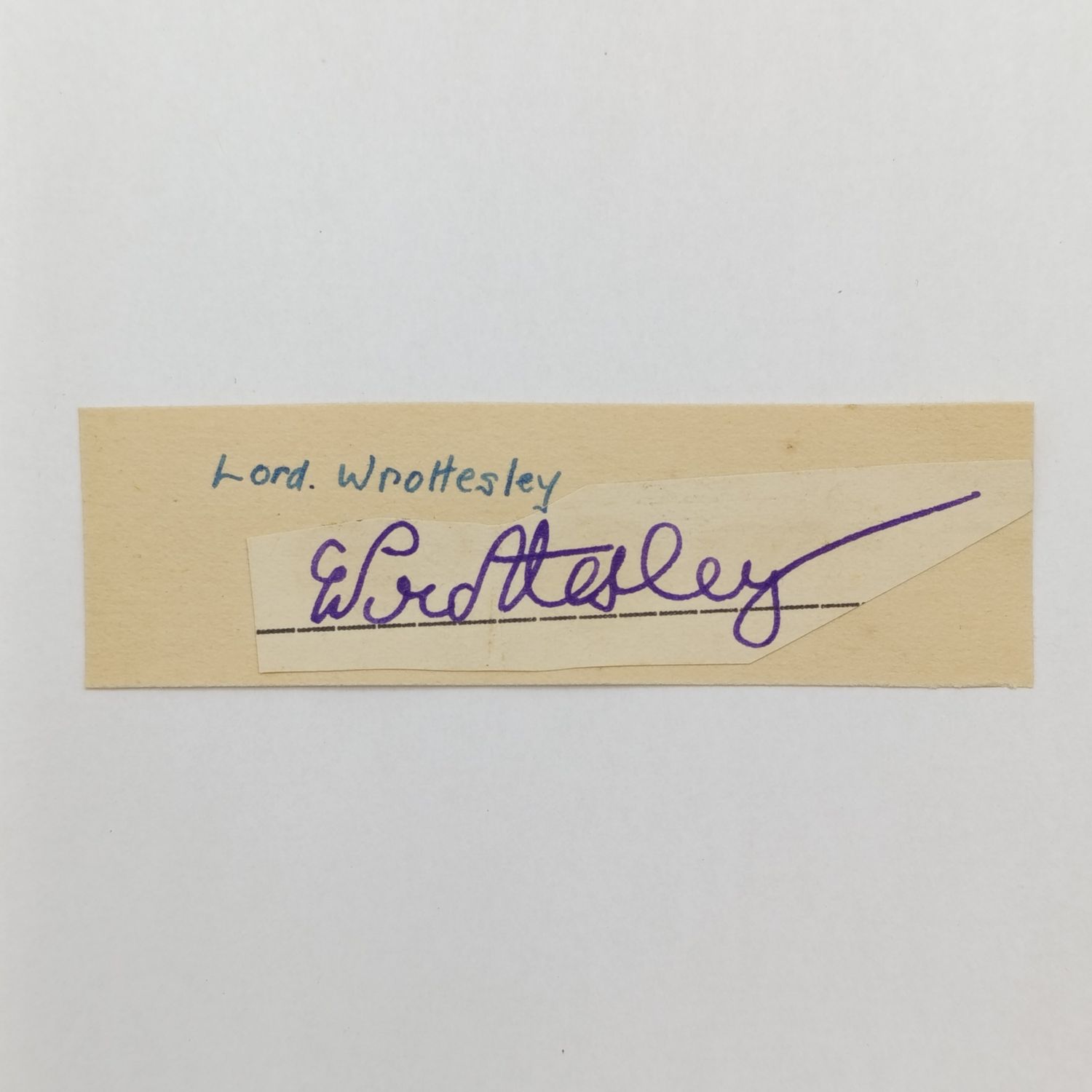 Signature of the Lord Wrottesley MC - 5th Baron of Wrottesley - Mentioned in ''A Bridge too far'' - a Captain in the cavalry then