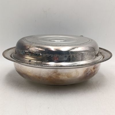 Vintage silverplated serving dish with 3-way divider and lid