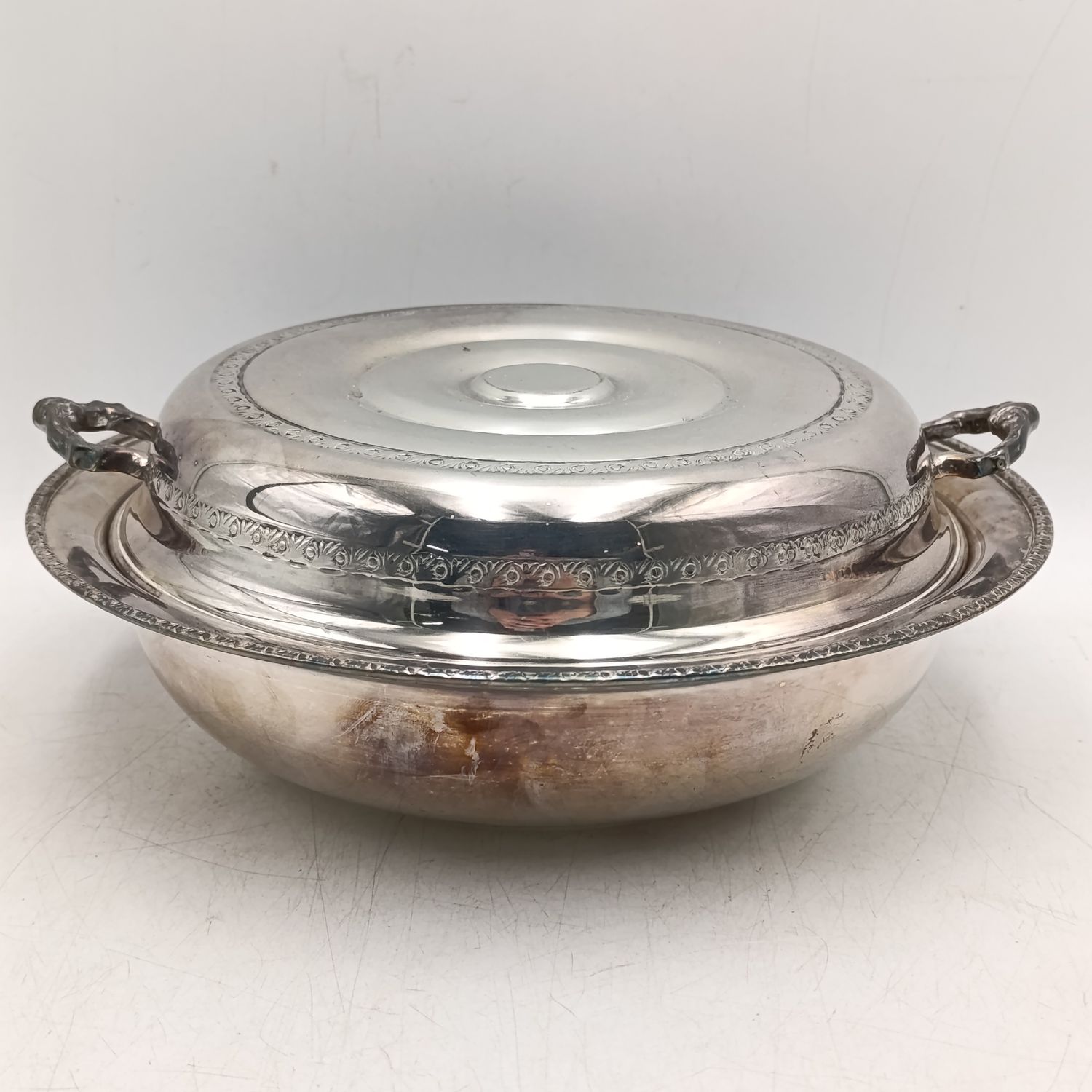 Vintage silverplated serving dish with 3-way divider and lid