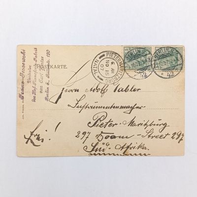 1907 Postcard picture of Berlin canal - Berlin to Pietermaritzburg South Africa
