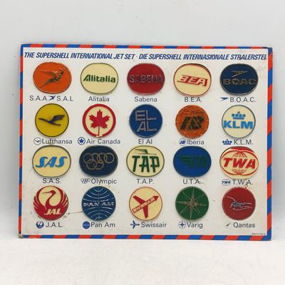 Shell Supershell International Jet set airline collectors token set on card