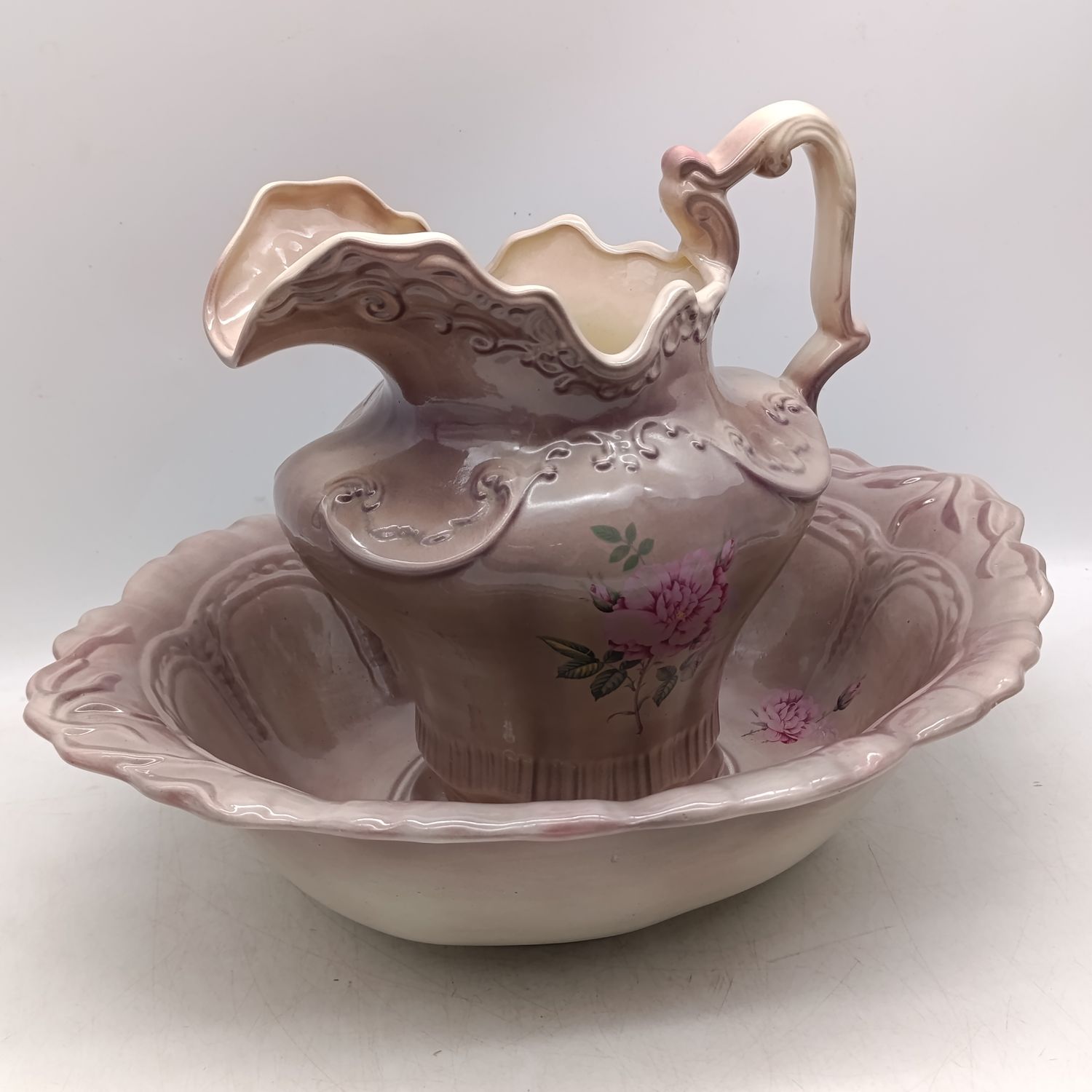 Vintage porcelain basin and pitcher