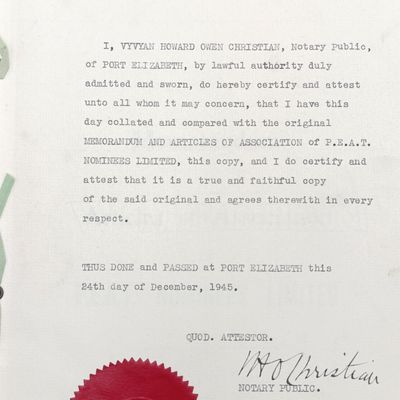 Memorandum &amp; Articles of association of P.E.A.T. nominees LTD 1944