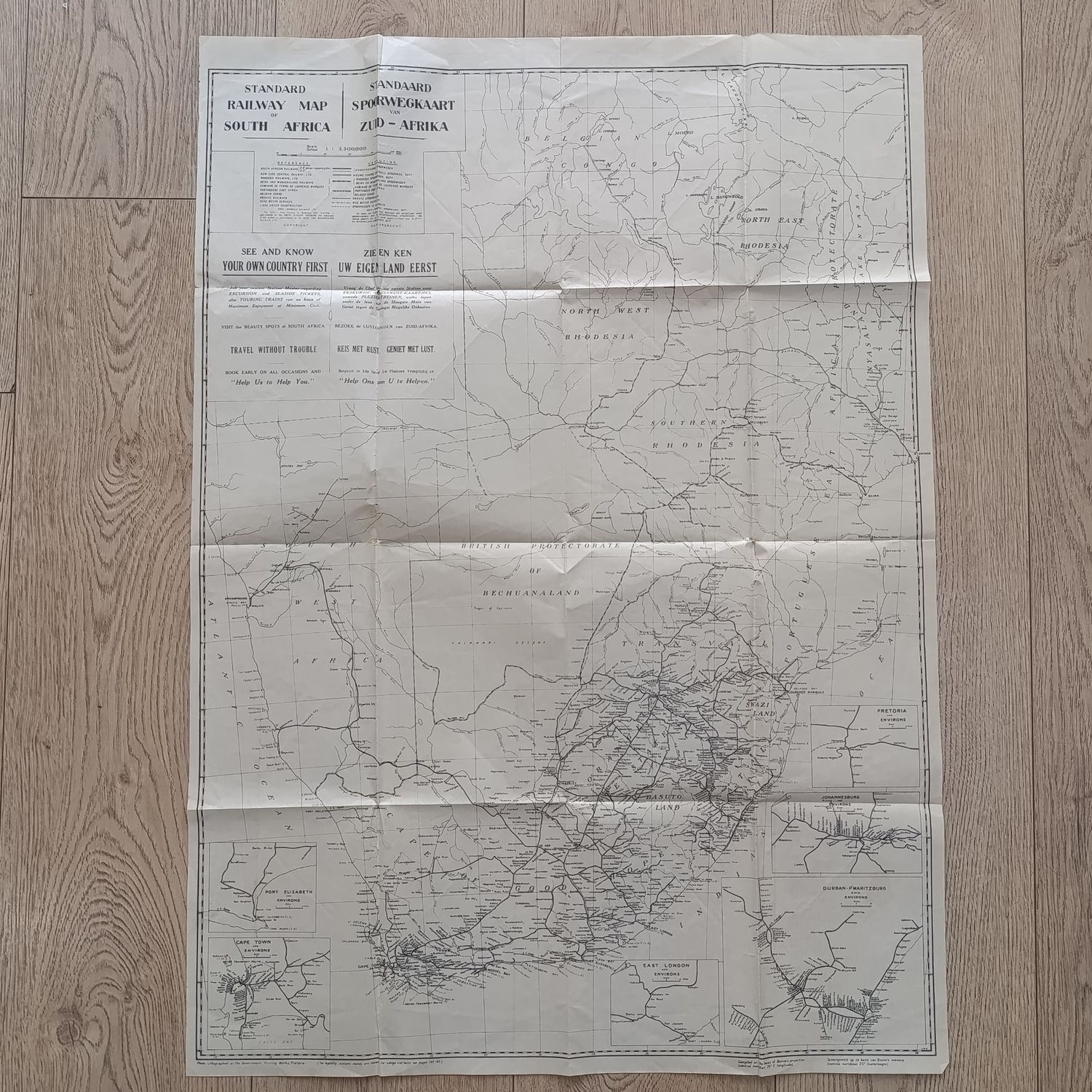 Vintage Railway map of South Africa