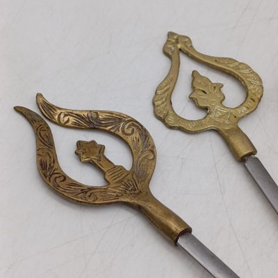 Lot of 9 vintage Turkish skewer sticks with brass tops