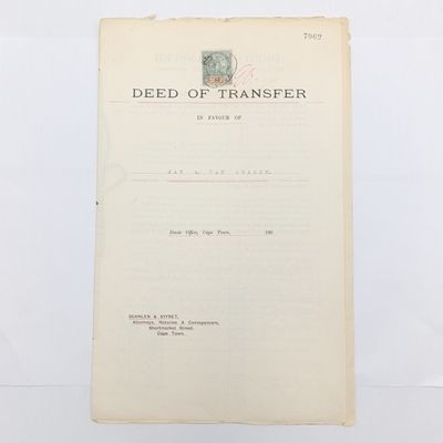Deed of Transfer in favour of Jan A. van Staden on 19 March 1900