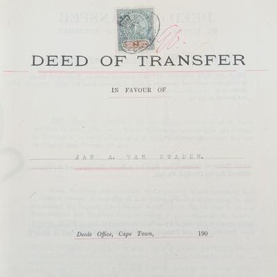 Deed of Transfer in favour of Jan A. van Staden on 19 March 1900