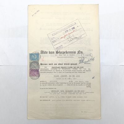 Akte van Skepekennis 1952 &amp; Verband akte 1973 - Plaas Waterbron Bethlehem