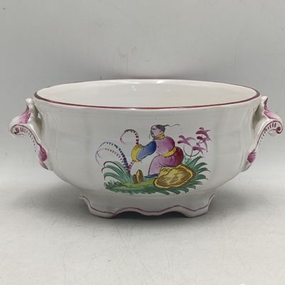 Vintage St Clement France handpainted Chinese style porcelain bowl