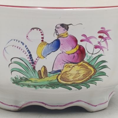 Vintage St Clement France handpainted Chinese style porcelain bowl