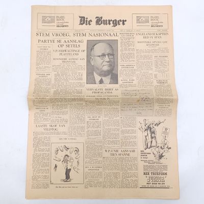 Die Burger Newspaper of 9 Maart 1949 - Excellent condition