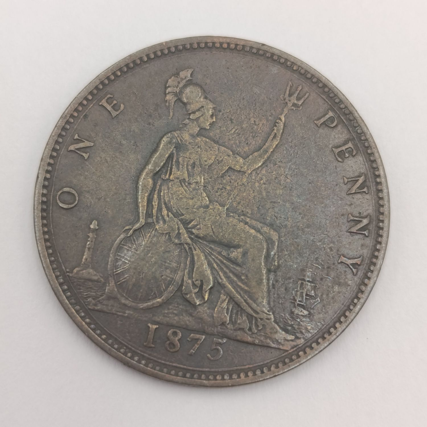 1875 Great Britain penny VF+