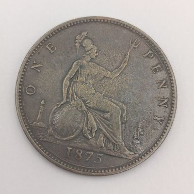 1875 Great Britain penny VF+