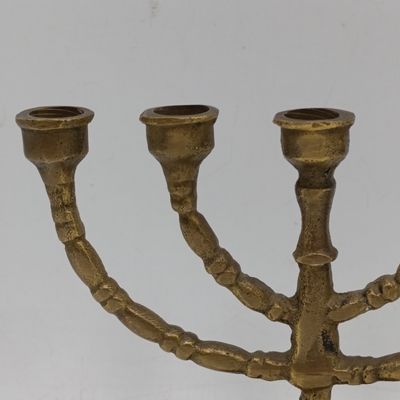 Small brass Menorah 5 arm candle holder