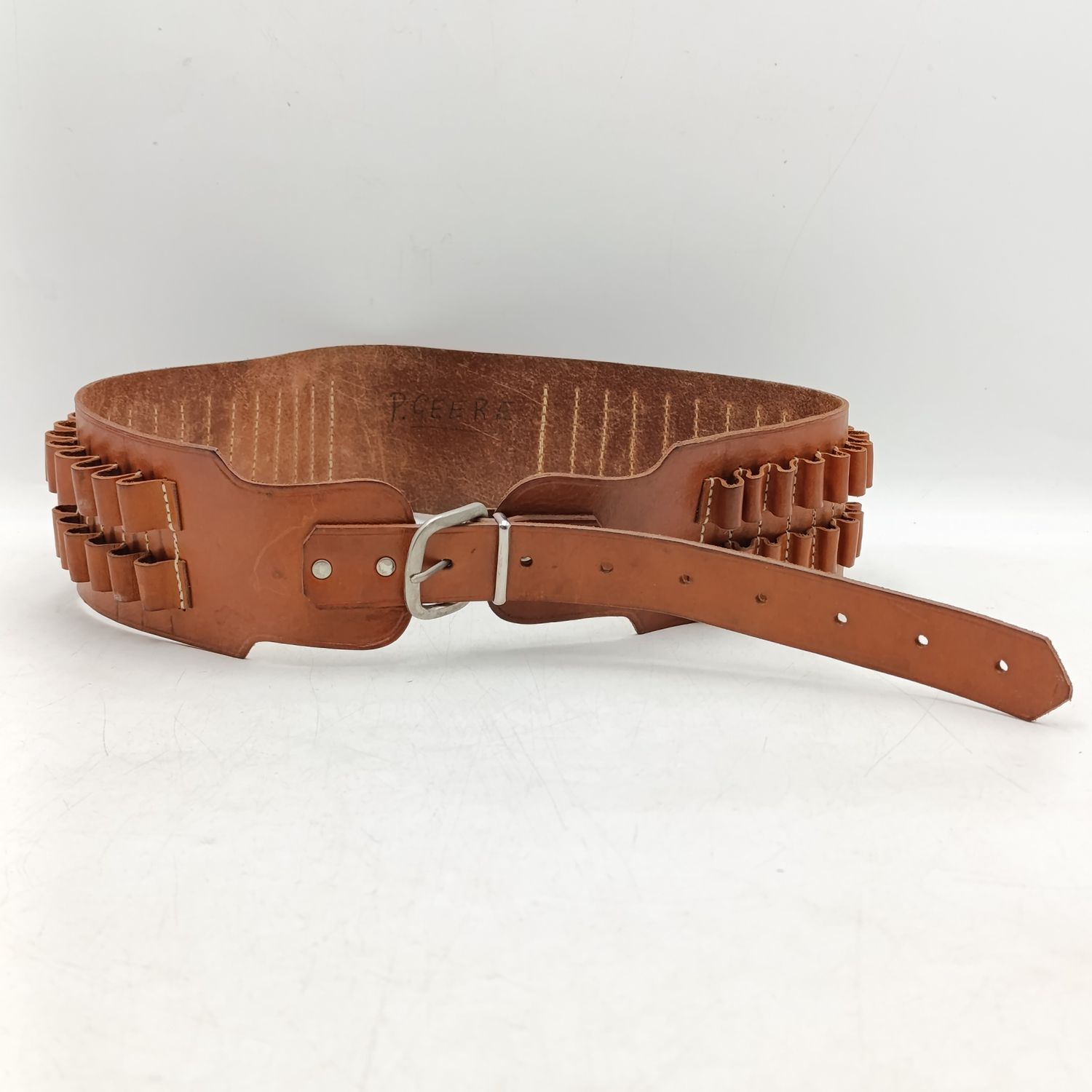 Genuine leather hunting rifle ammo bandolier