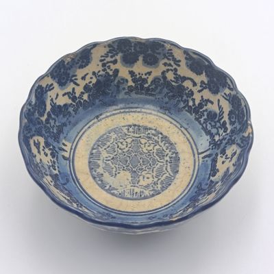 Antique 19th Century Chinese porcelain bowl - Children at play - two small chips on rim