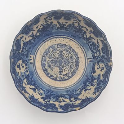 Antique 19th Century Chinese porcelain bowl - Children at play - two small chips on rim