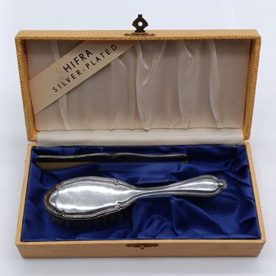 Vintage Hifra Silver-plated child's brush and comb set