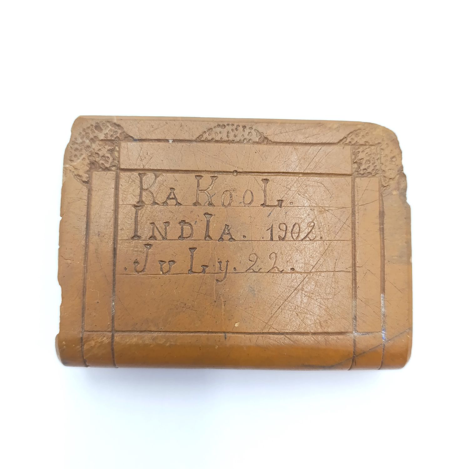 Boer war Trench art carved rock Bible - KaKool - India 1902 - July 22