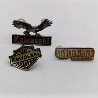 Lot of 3 Kawasaki Motorcycles badges