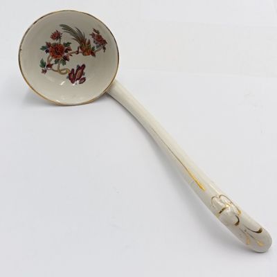 Vintage porcelain soup / punch ladle