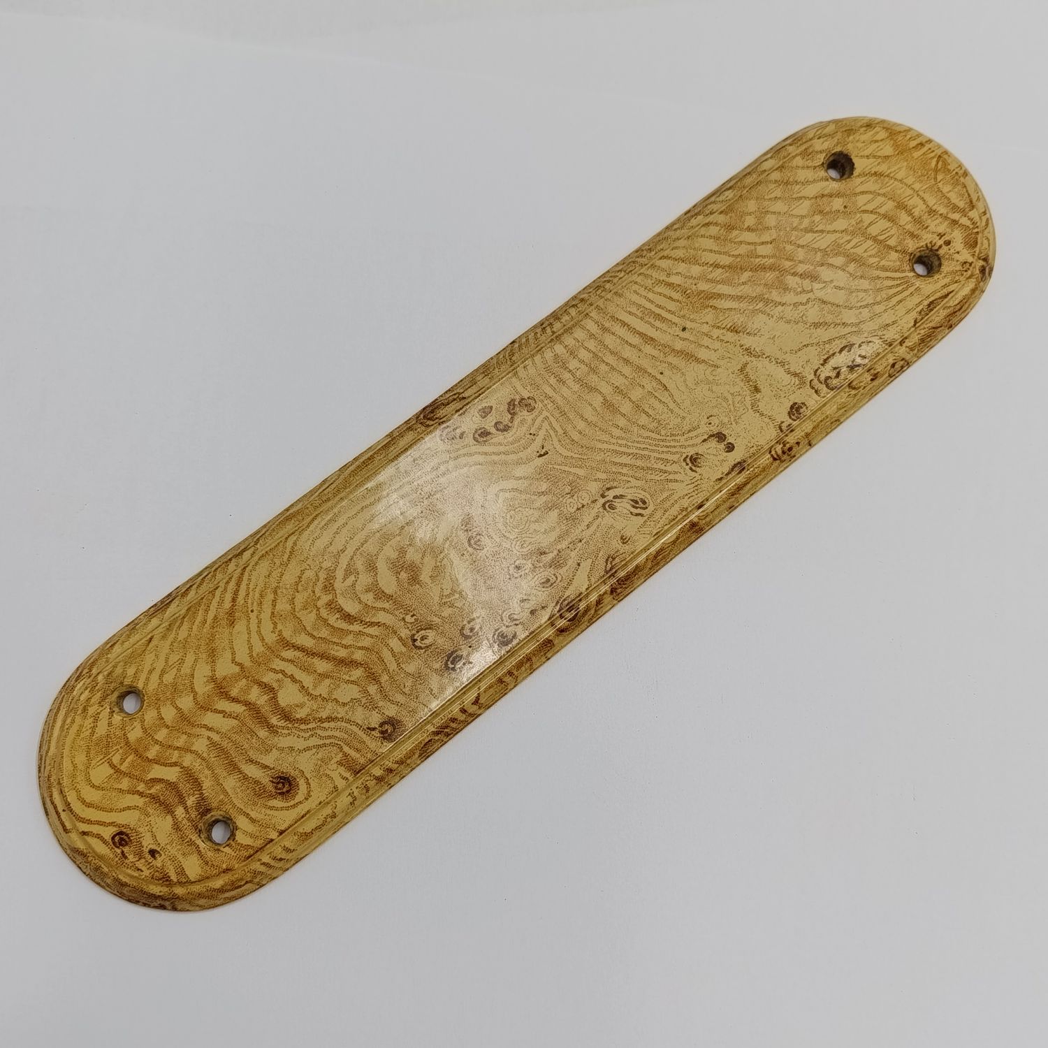 Antique Victorian Oak pattern ceramic door finger plate - circa 1850