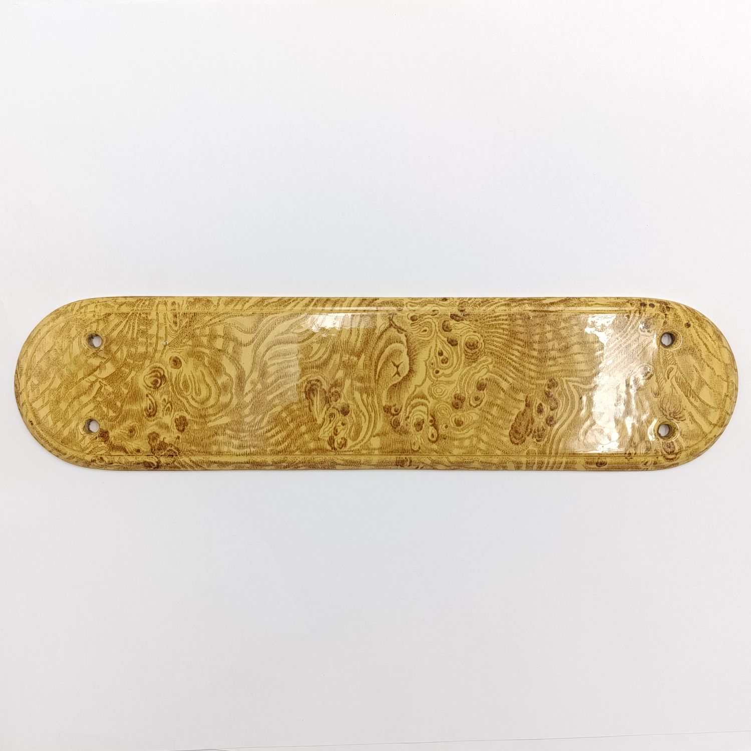 Antique Victorian Oak pattern ceramic door finger plate - circa 1850