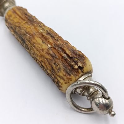 Antique F.Dick Germany sharpening stick with stag horn handle