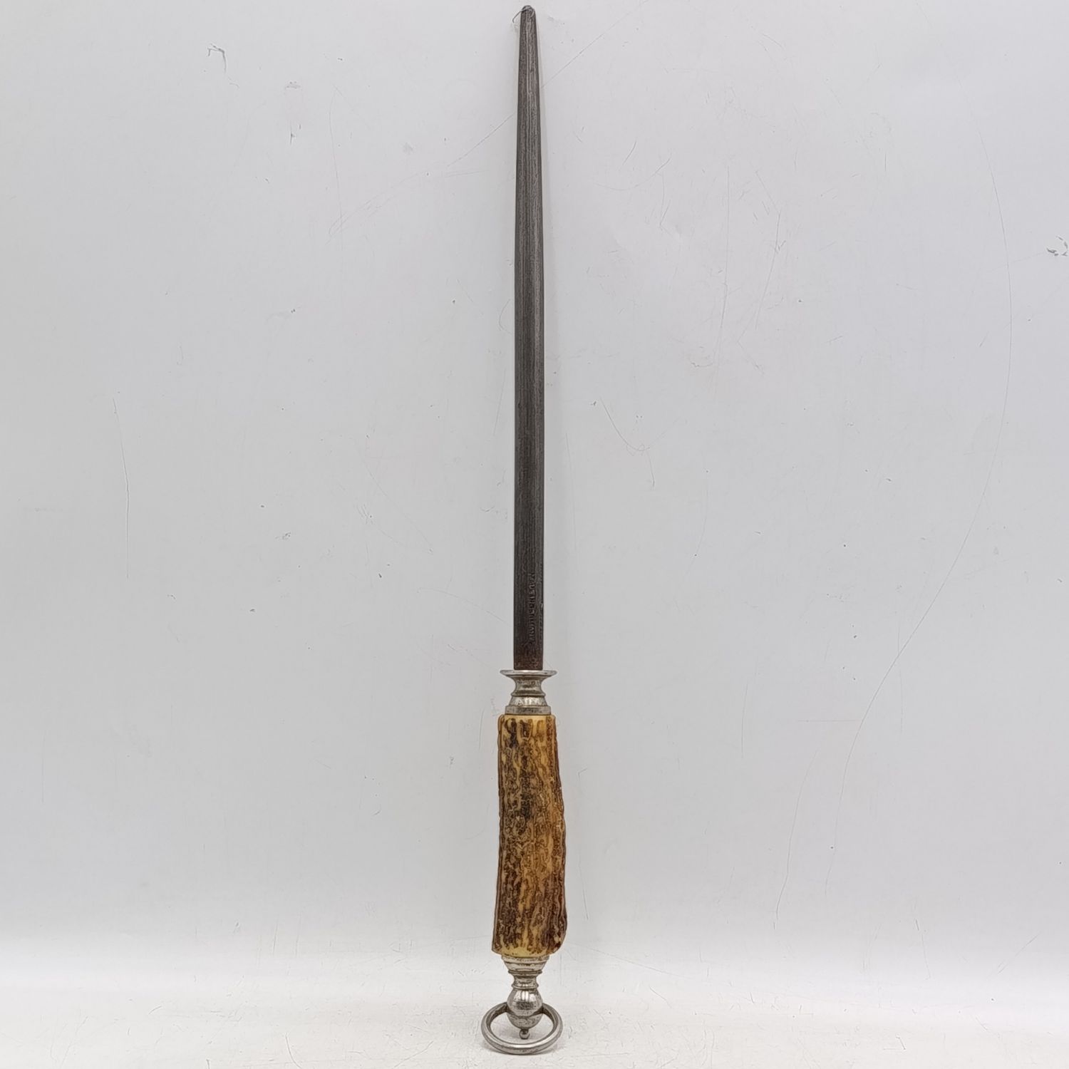 Antique F.Dick Germany sharpening stick with stag horn handle