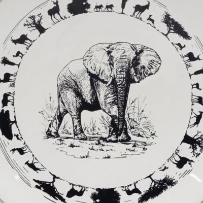 Vintage DrostdyWare Krugerpark Elephant porcelain plate