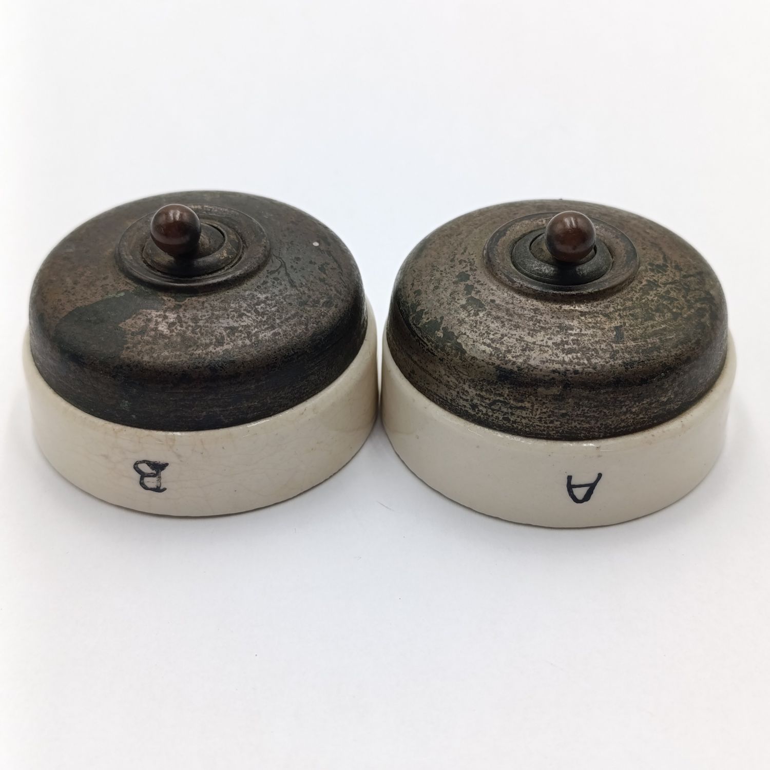 Pair of Antique porcelain light Switches
