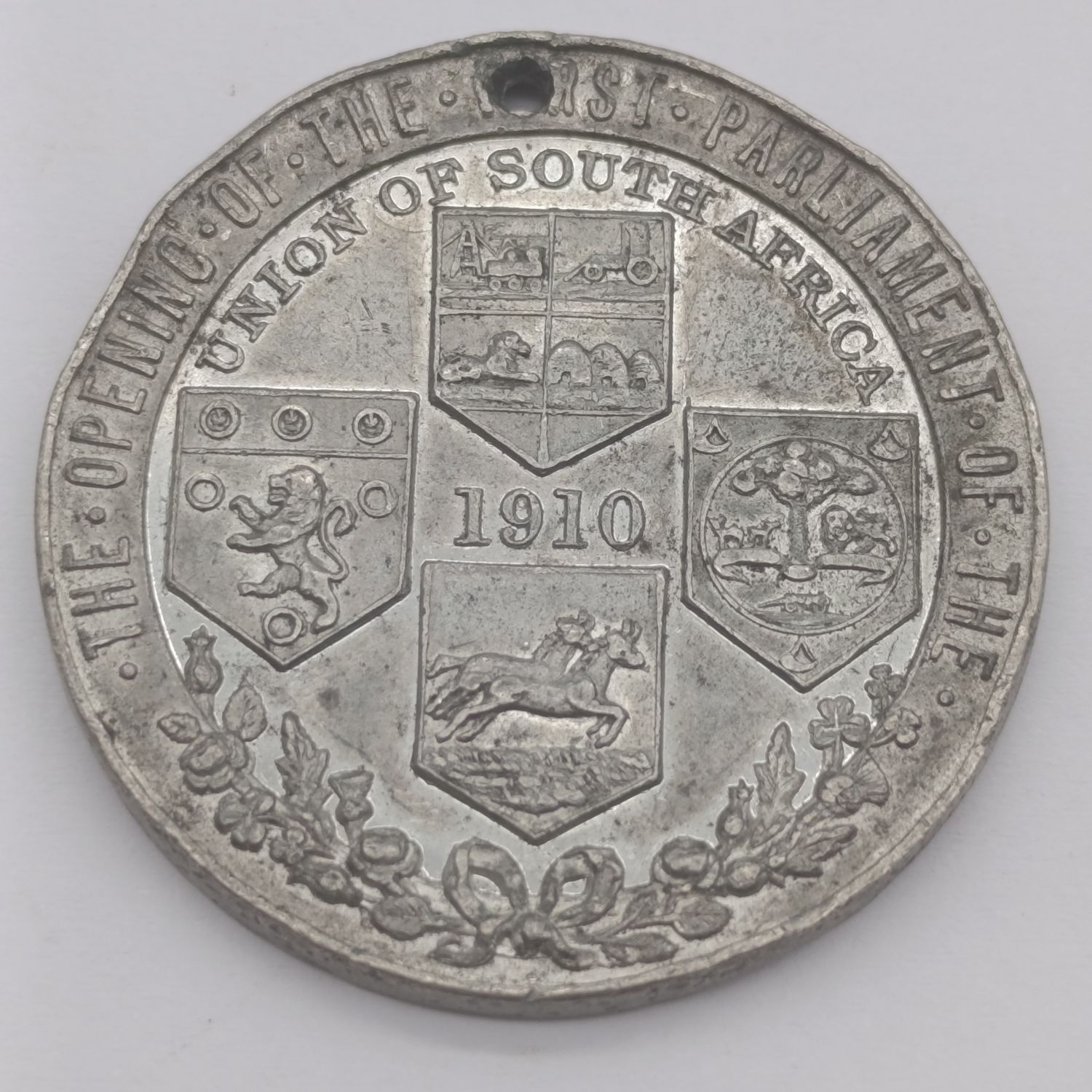 Union of South Africa 1910 King George 5 and Mary opening of first parliament medallion