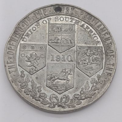 Union of South Africa 1910 King George 5 and Mary opening of first parliament medallion