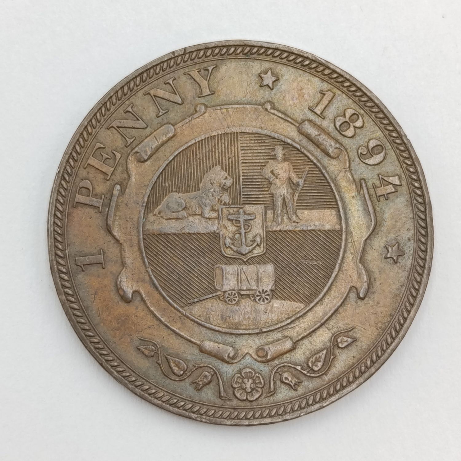 1894 ZAR Paul Kruger Penny VF+