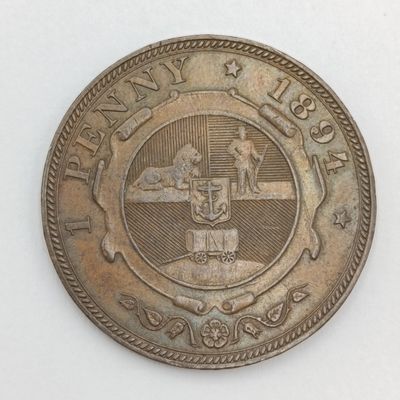 1894 ZAR Paul Kruger Penny VF+