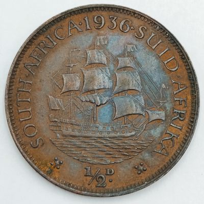 1936 South Africa Half Penny AU+