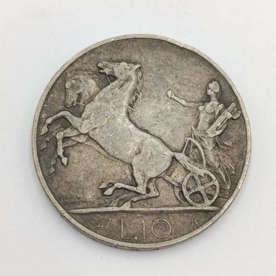 1927 Italy silver 10 Lire Vf+