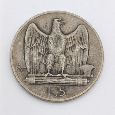 1927 Italy 5 Lire silver