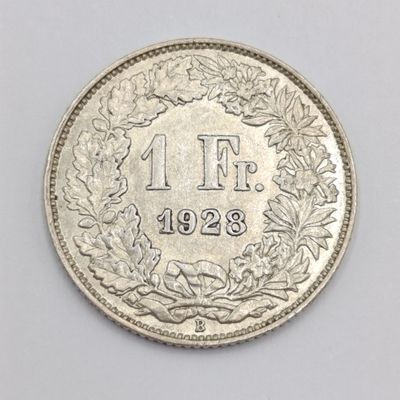 1928 Switzerland silver 1 franc AU