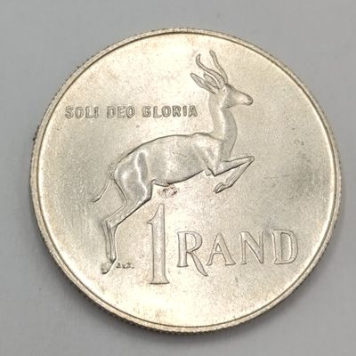 1967 RSA silver R1 - front and back misaligned and double struck - clearly visible on head of Springbok and Motto