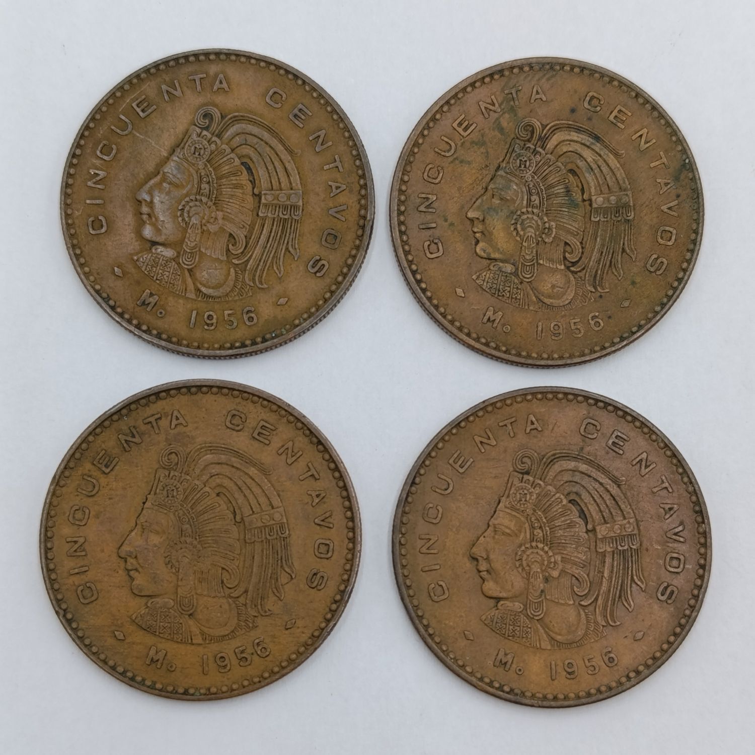 Mexico 1956 fifty centavos - Lot of 4 coins in good condition