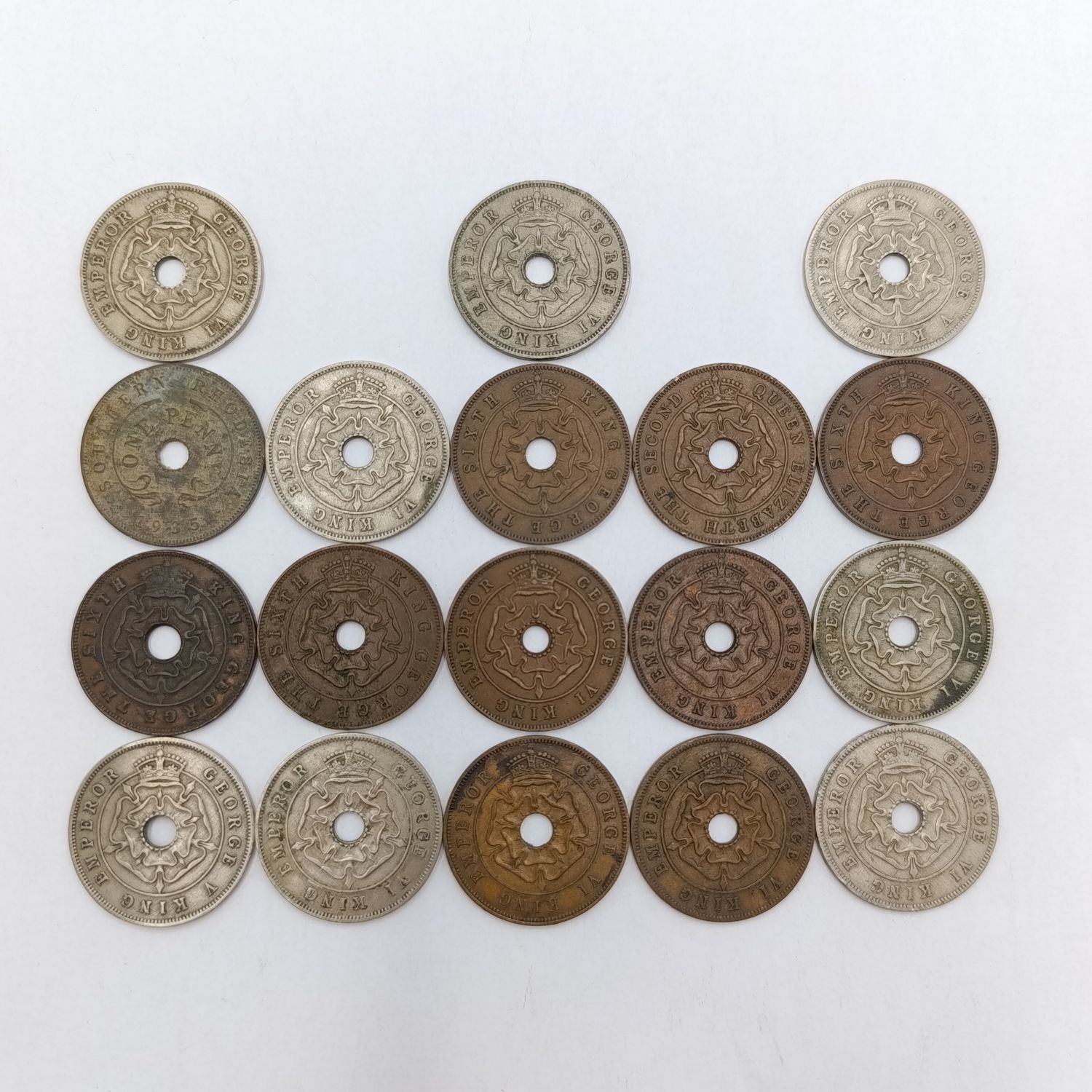 Southern Rhodesia Pennies - Lot of 18 different years - Full set