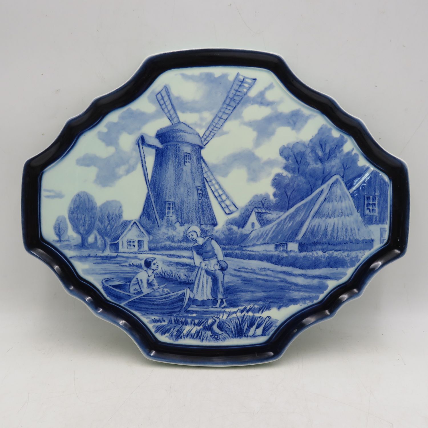 Vintage Boch Belgium Delft theme porcelain plate trivet
