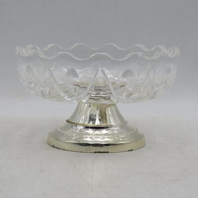 Vintage Glass trinket bowl with metal stand