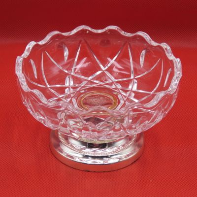 Vintage Glass trinket bowl with metal stand